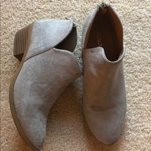 Gray booties, lightly worn, size 7